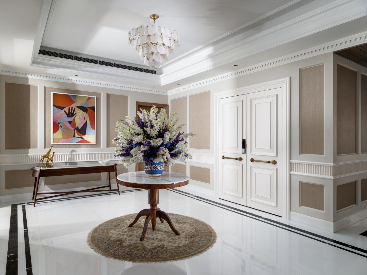Entrance foyer with marble floor