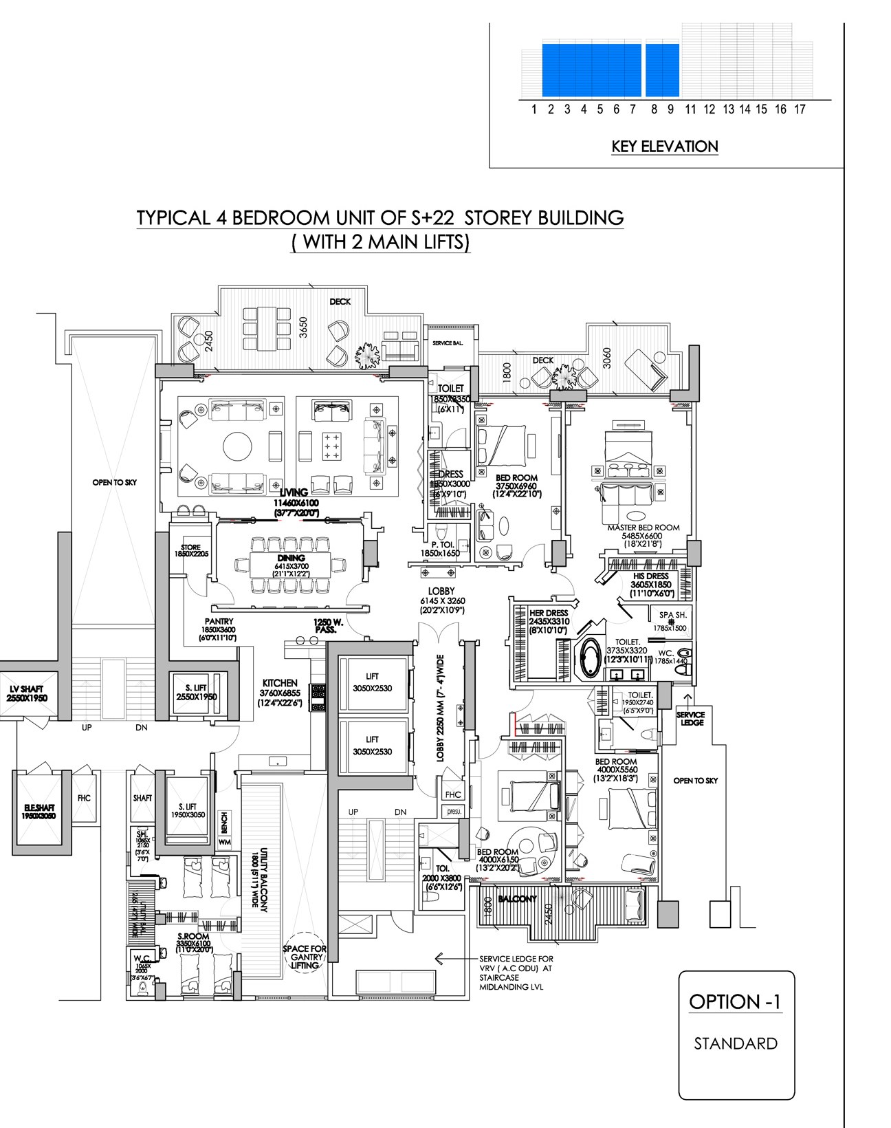 4 BHK + Staff floor plan