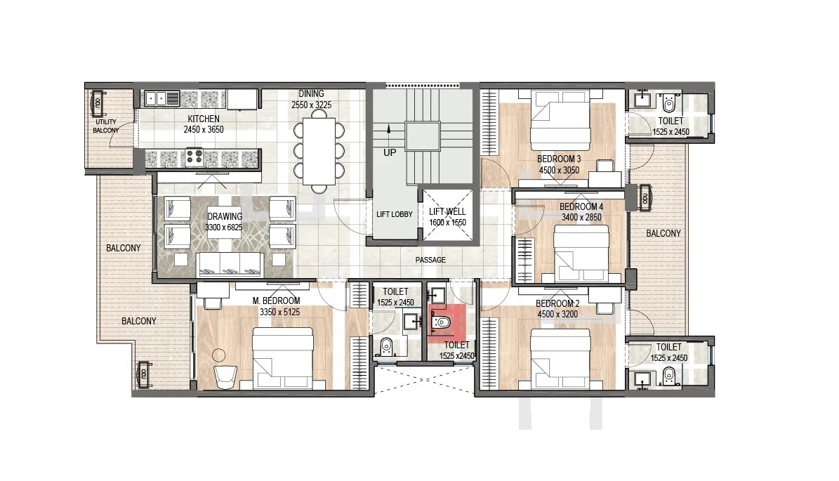 4 BHK floor plan