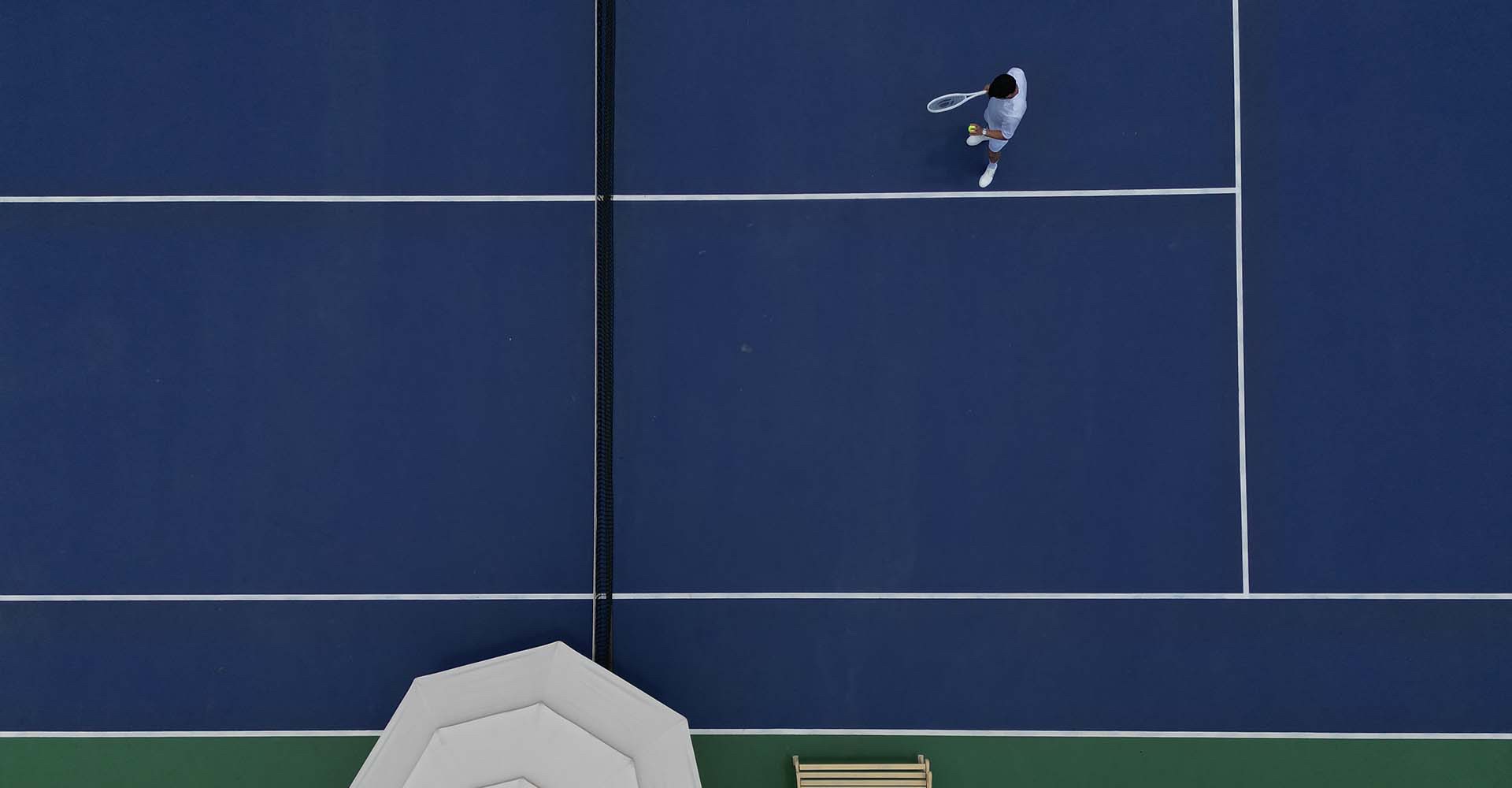 Overhead view of a township tennis court