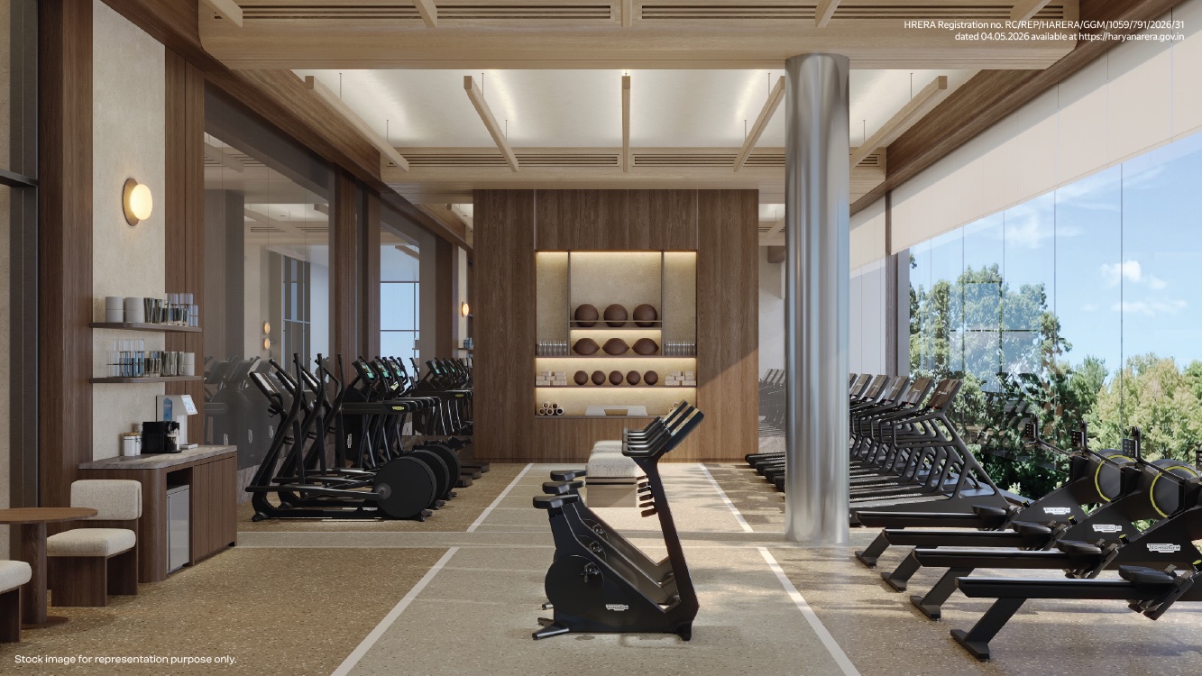 Gymnasium with garden-facing glazing