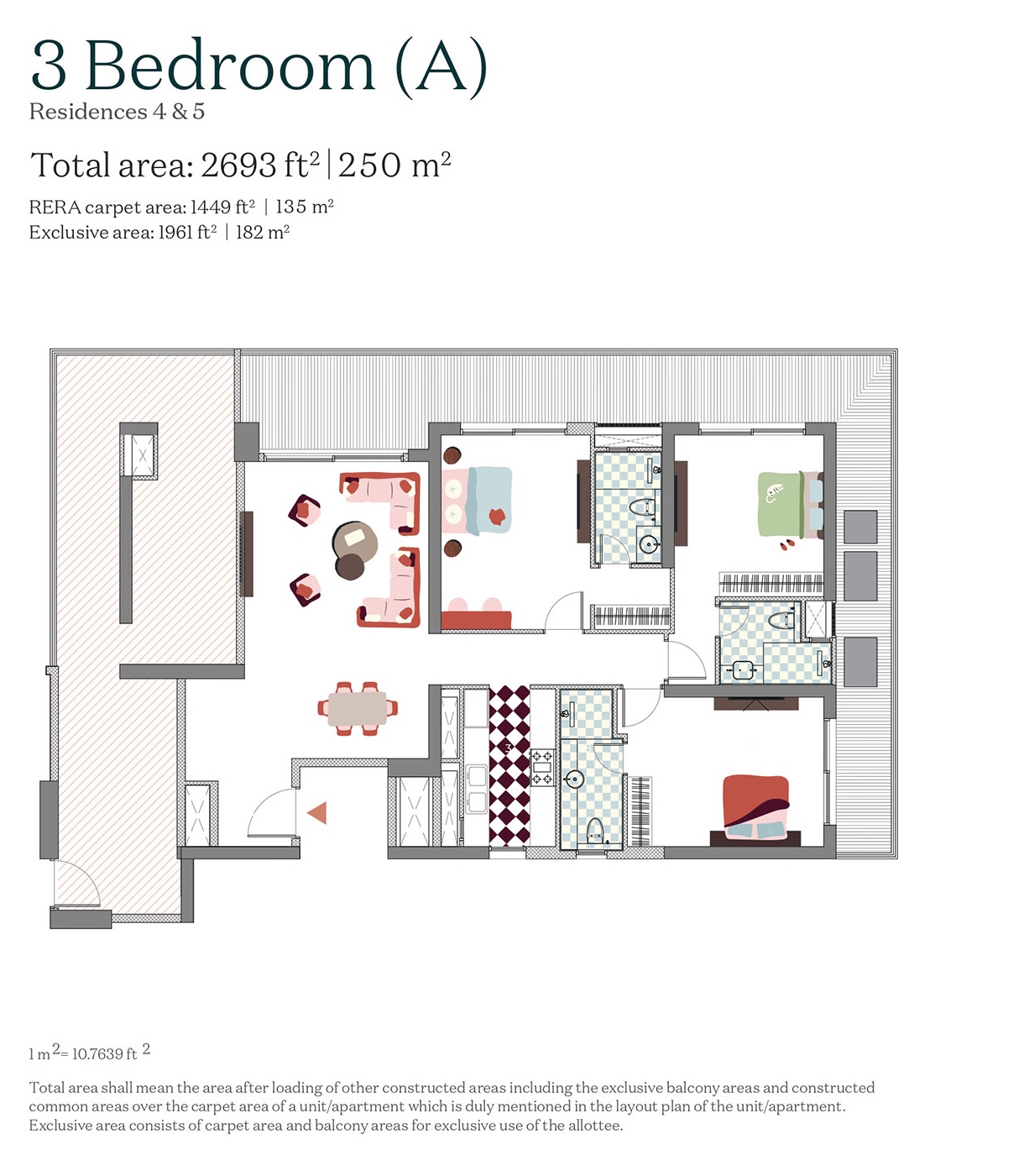 3 Bedroom (A) floor plan