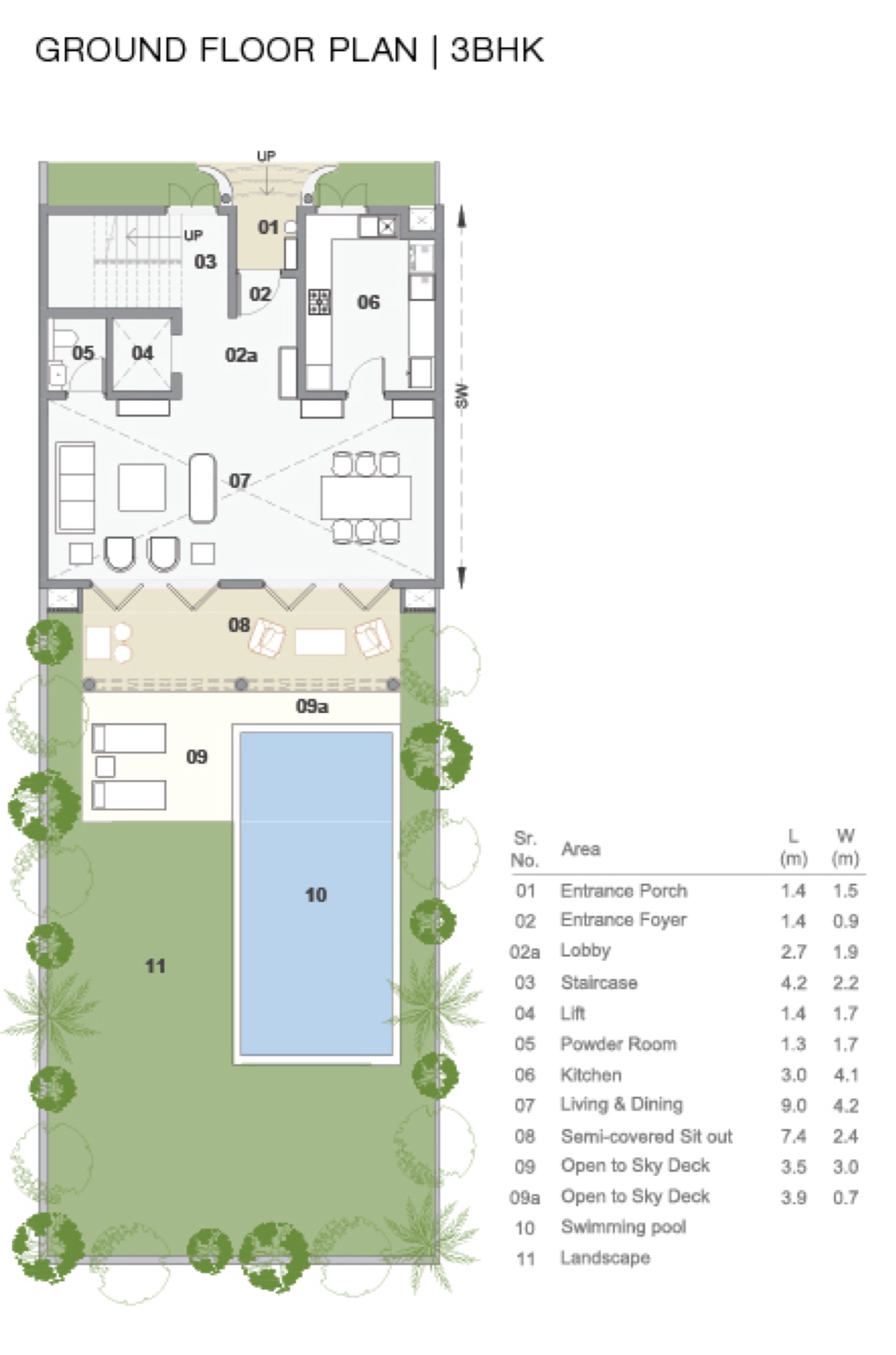 3 BHK Villa floor plan