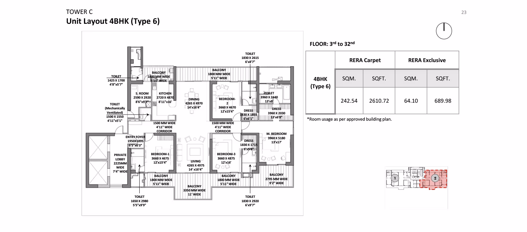 4BHK (Type-6) floor plan